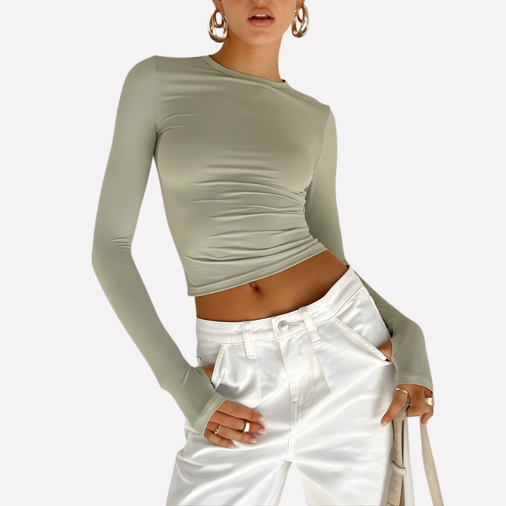 Dámský dlouhý rukáv crop top