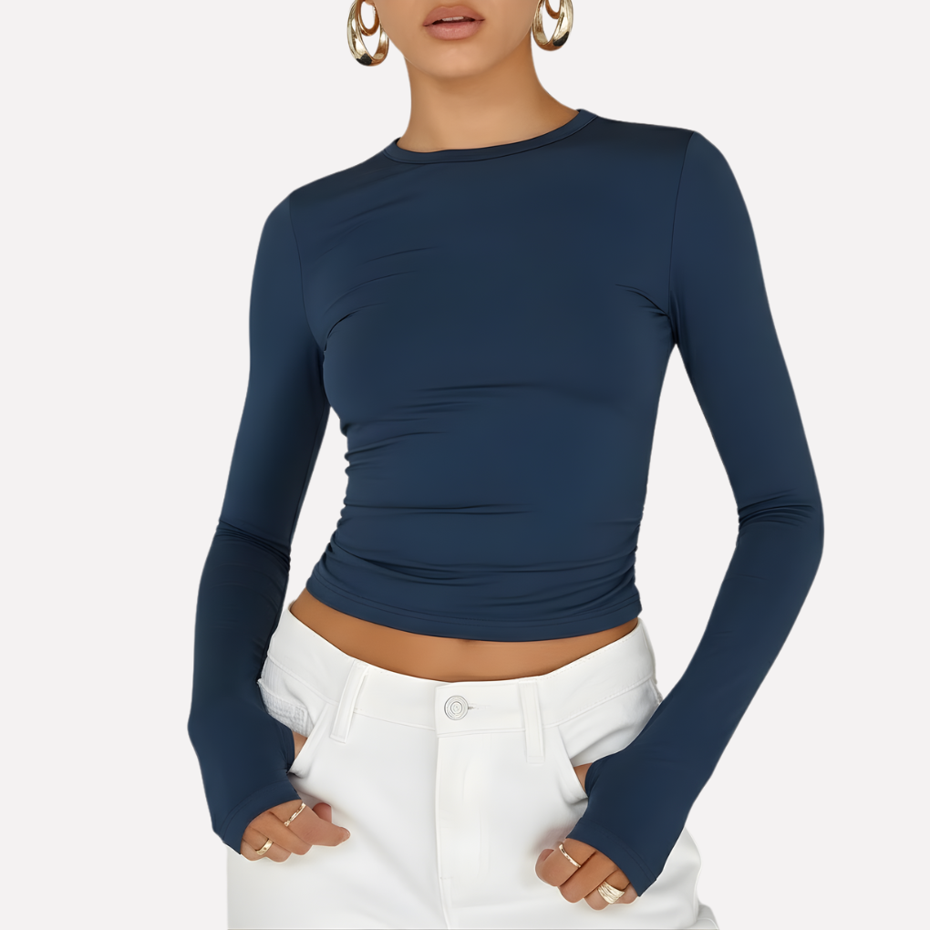 Dámský dlouhý rukáv crop top