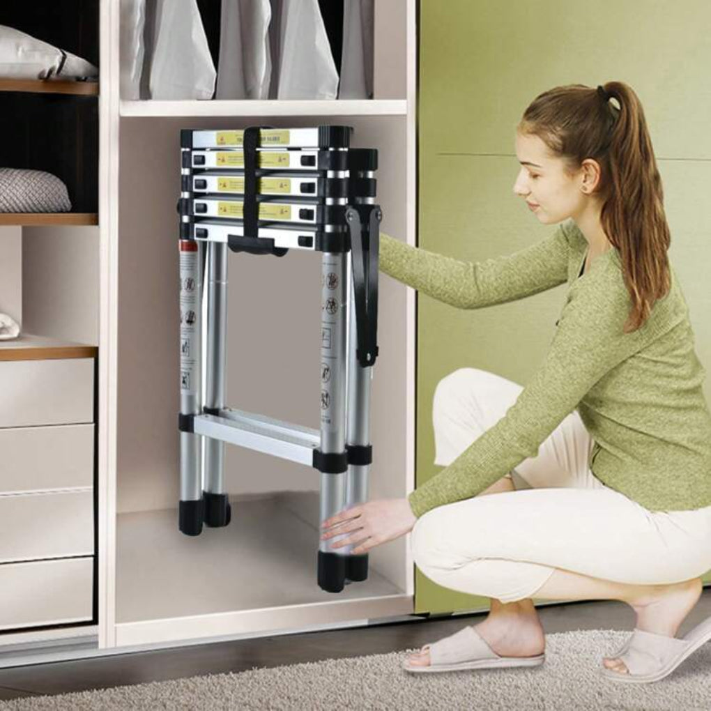 6FT+7FT Hliníková Teleskopická Žebřík – Bezpečná, Přenosná a Nastavitelná