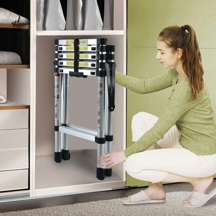 6FT+7FT Hliníková Teleskopická Žebřík – Bezpečná, Přenosná a Nastavitelná