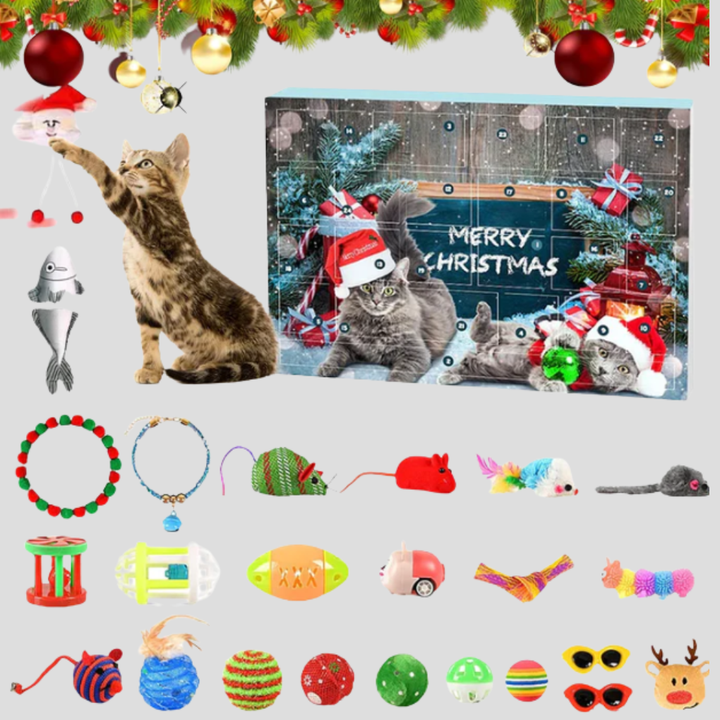 Adventní kalendář pro kočičí hračky 24 dní interaktivní odpočítávání