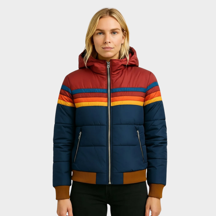 Dámská retro multicolor puffer bunda