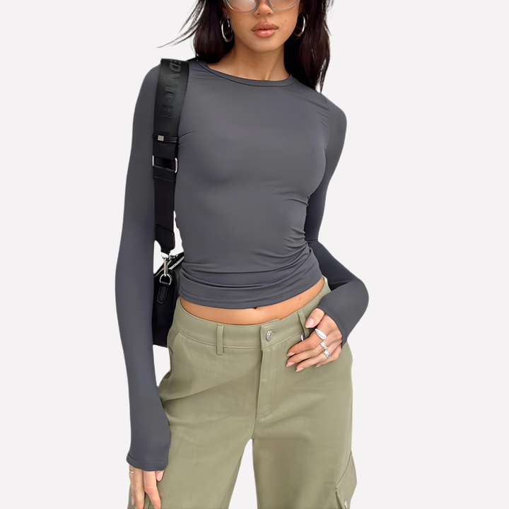 Dámský dlouhý rukáv crop top