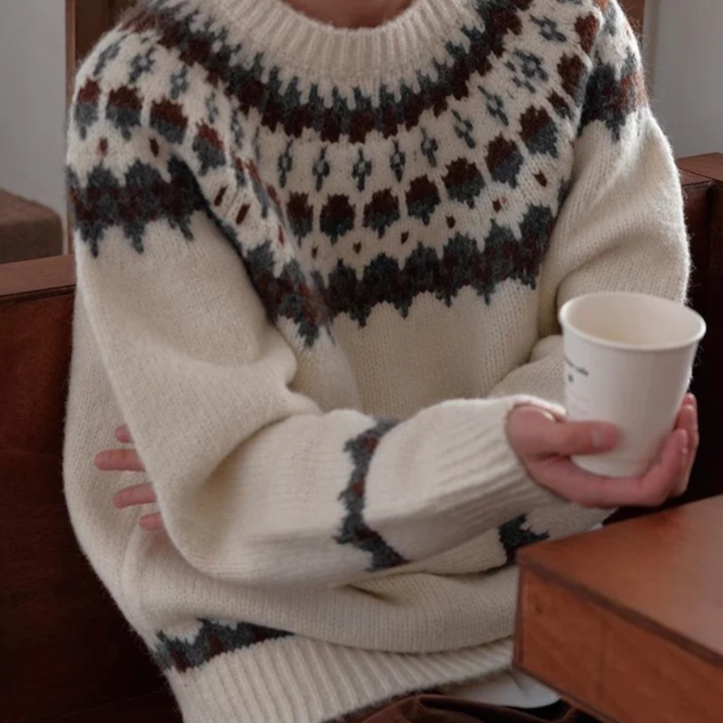 Pánský vintage svetr s kulatým výstřihem – retro styl