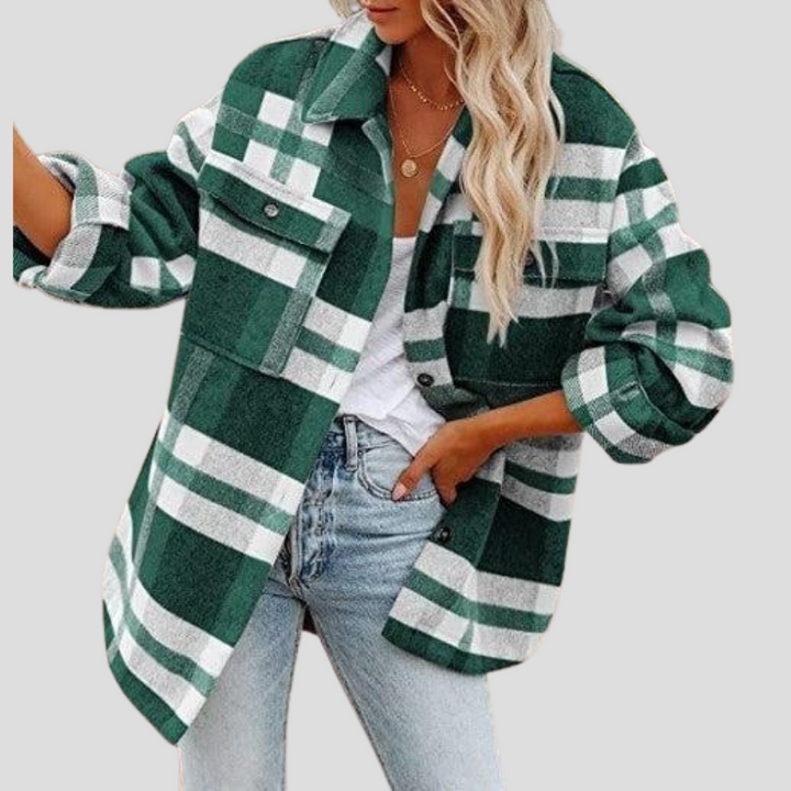 Kostkovaná overshirt pro ženy