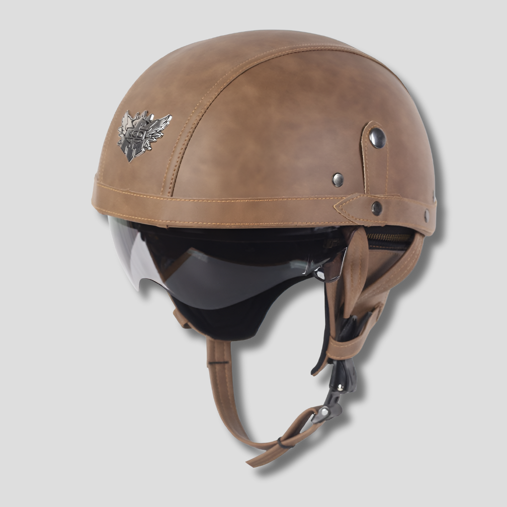 Vintage motocyklová přilba s vysouvacím štítkem