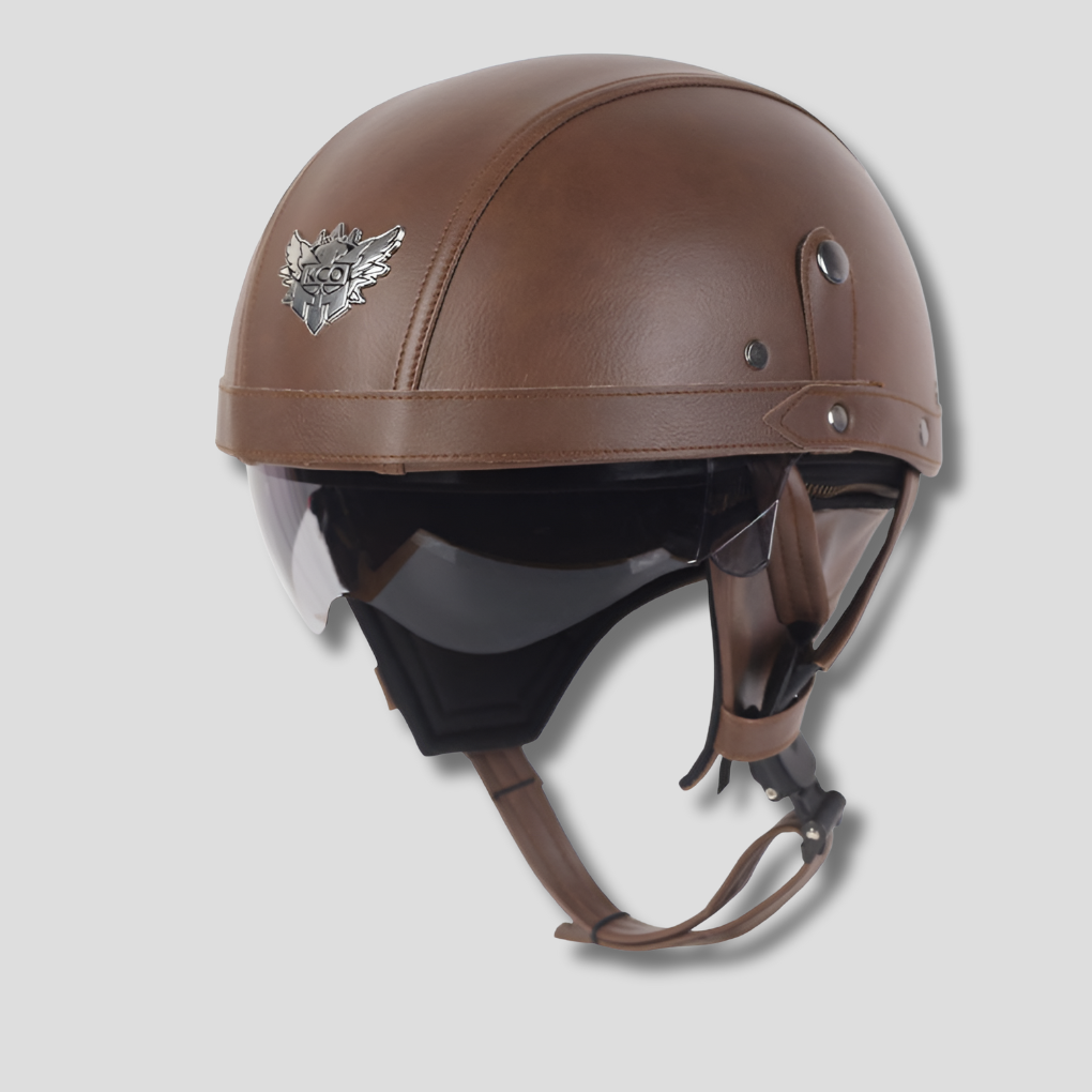 Vintage motocyklová přilba s vysouvacím štítkem