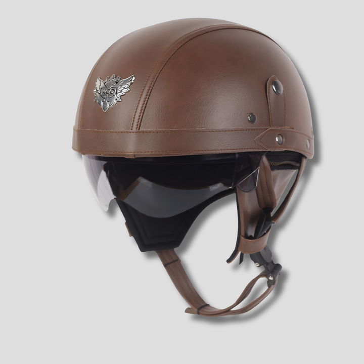 Vintage motocyklová přilba s vysouvacím štítkem