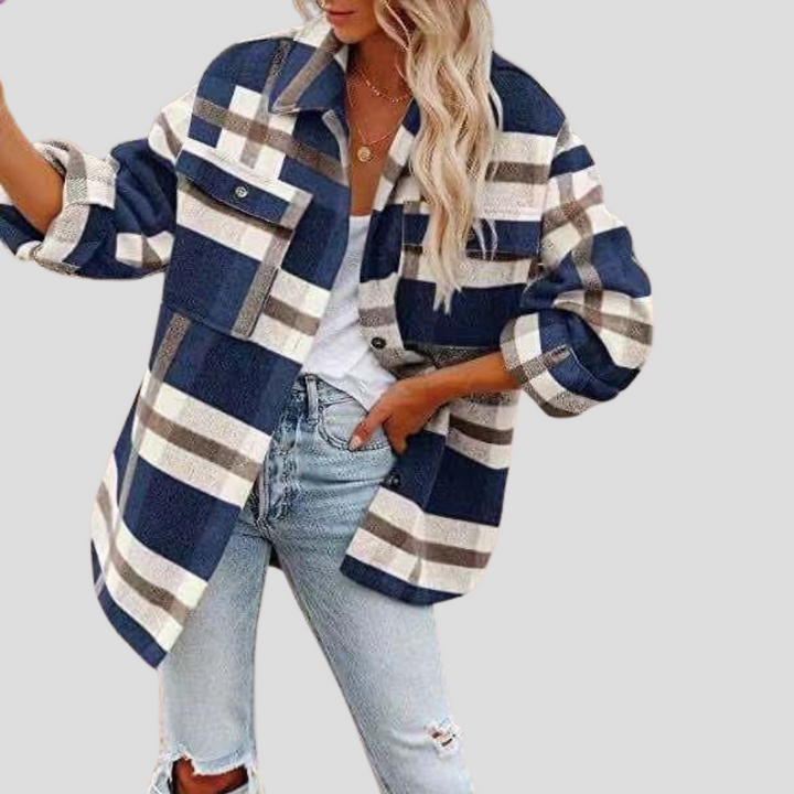 Kostkovaná overshirt pro ženy
