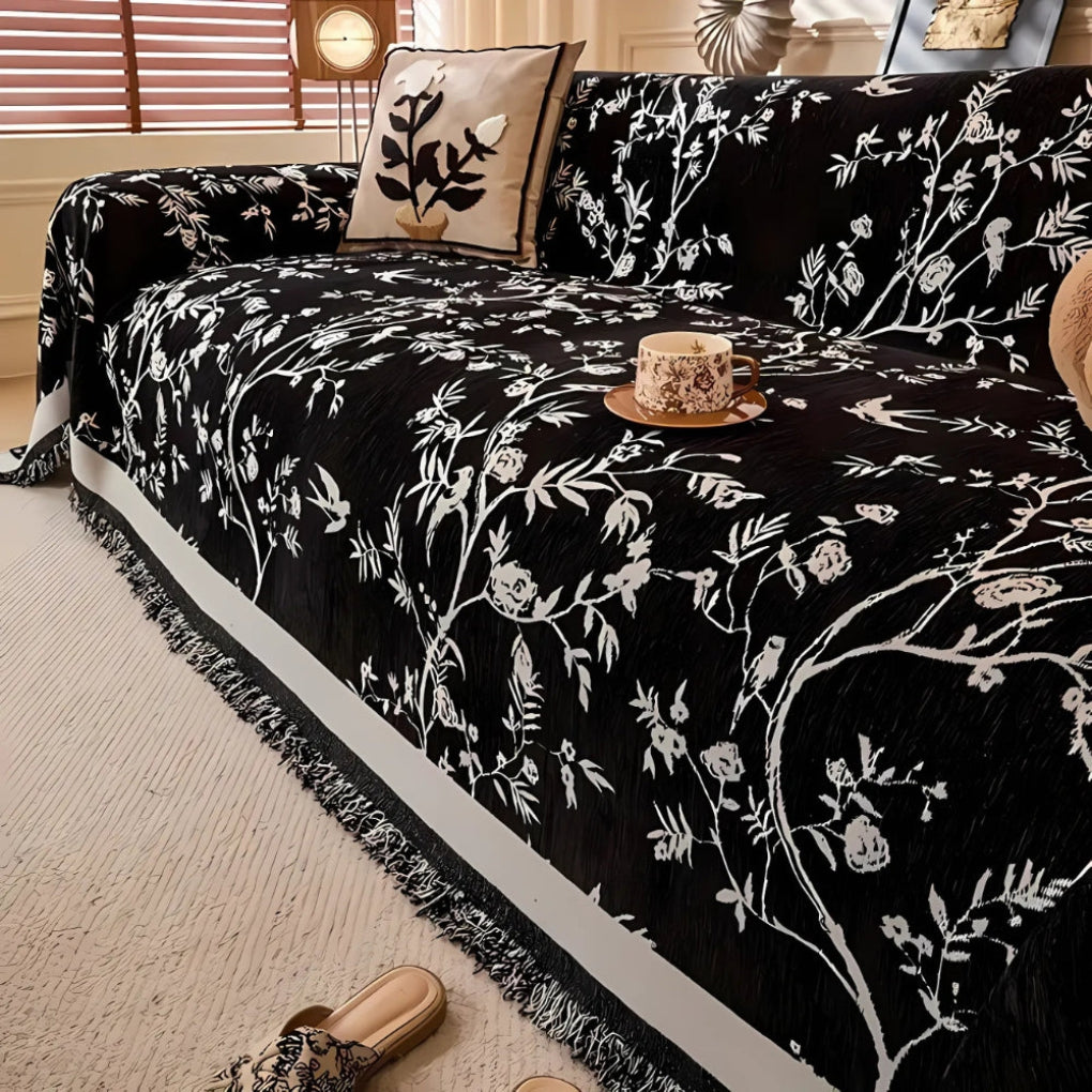 Elegantní květinový vzorový hod s třásněmi