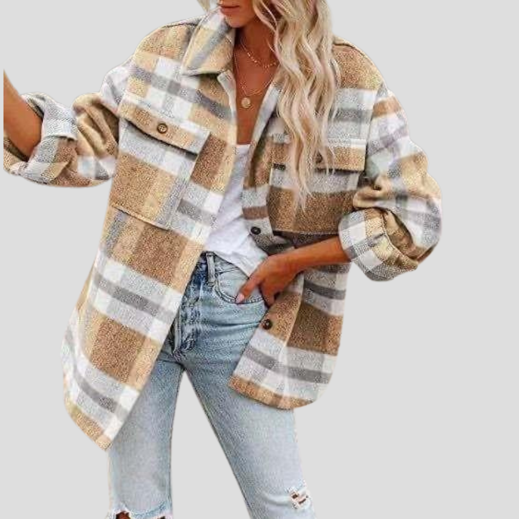 Kostkovaná overshirt pro ženy