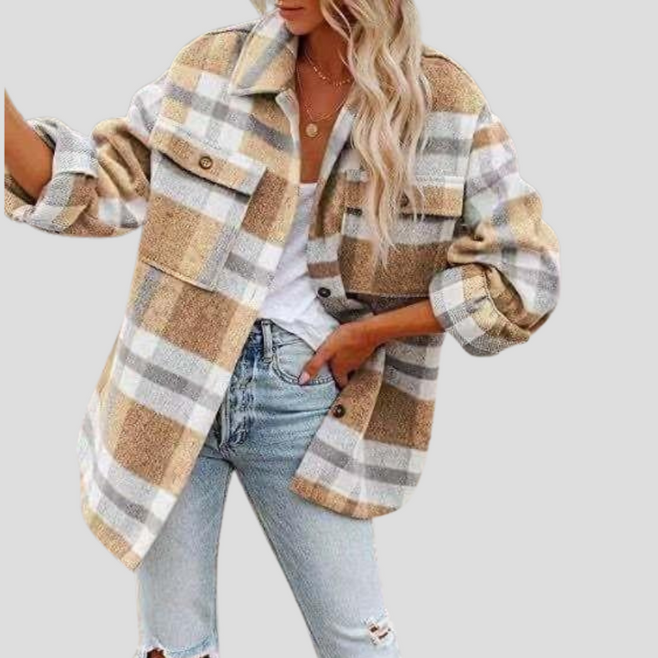 Kostkovaná overshirt pro ženy