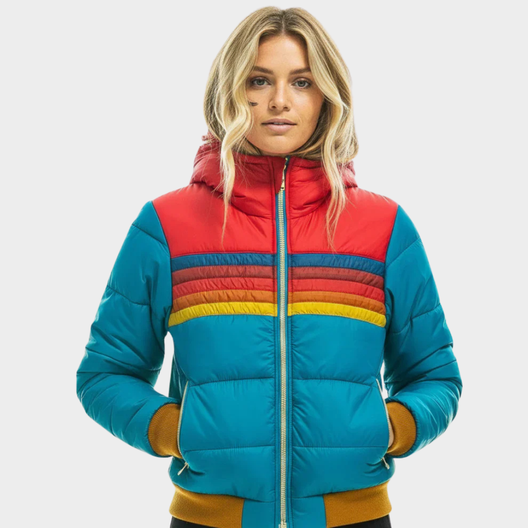 Dámská retro multicolor puffer bunda