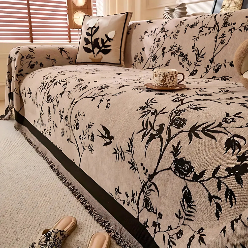 Elegantní květinový vzorový hod s třásněmi