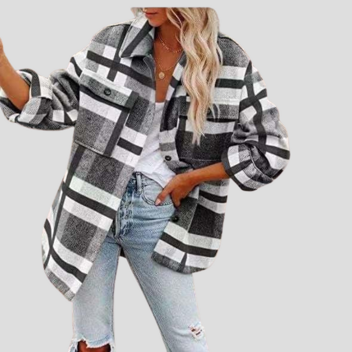Kostkovaná overshirt pro ženy