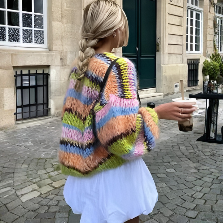 Ženský pruhovaný otevřený cardigan