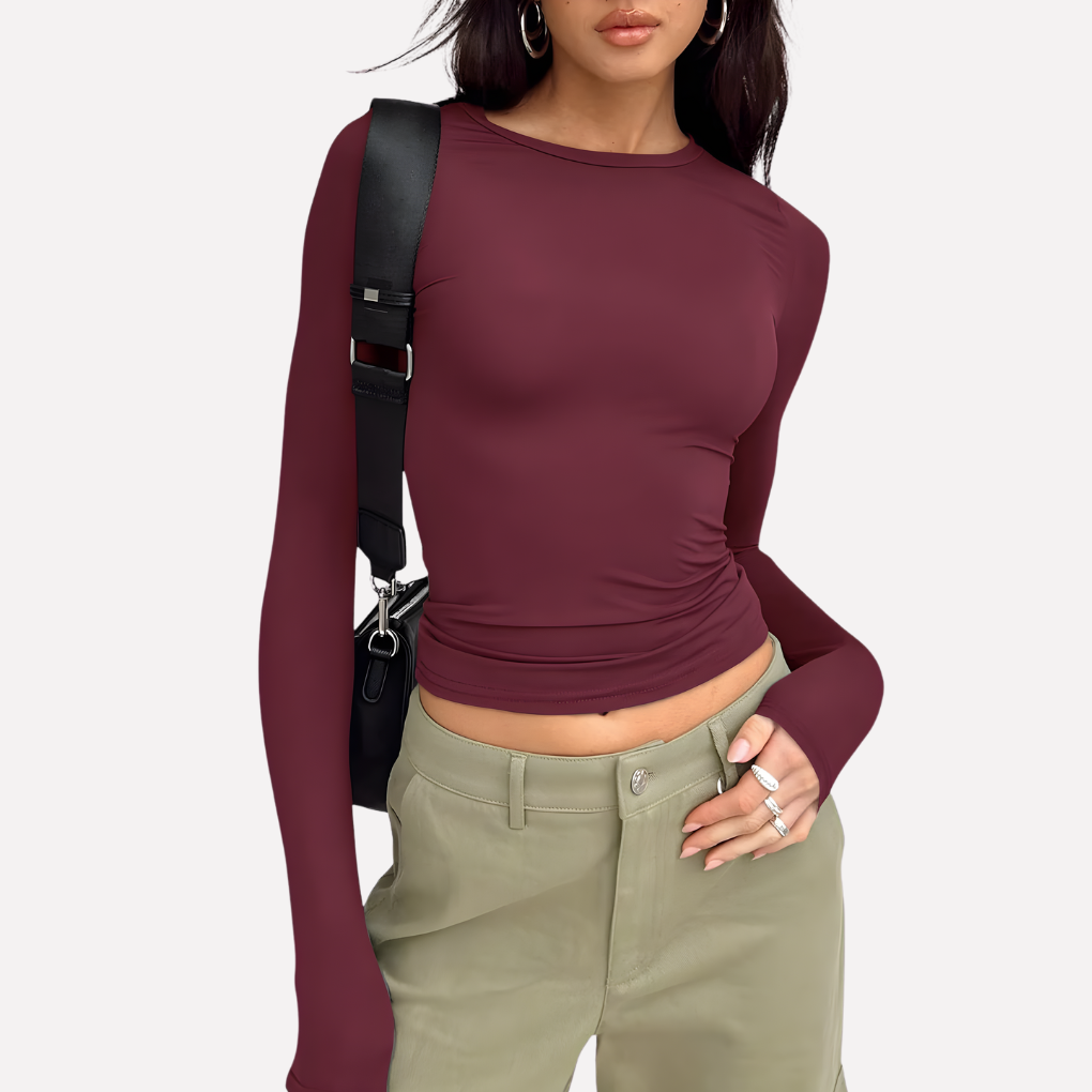 Dámský dlouhý rukáv crop top