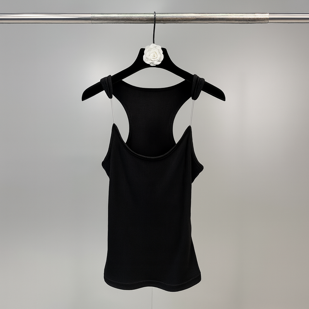 Ženy Neviditelný Popruh Ribbed Top
