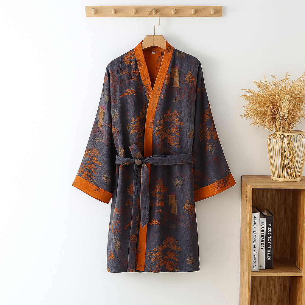 Lehký pánský bavlněný kimono župan