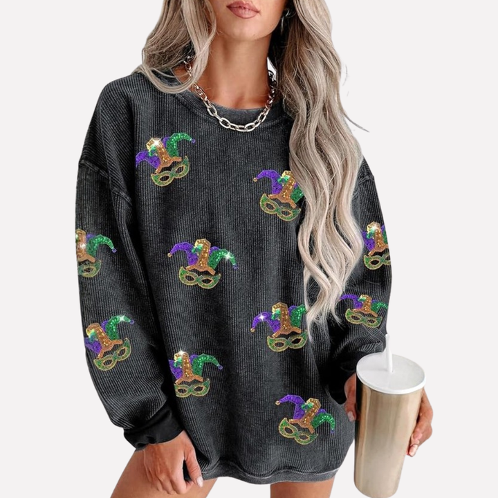 Oversized svetr s kulatým výstřihem pro ženy