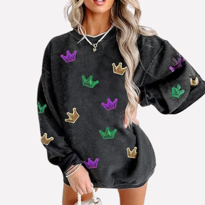 Oversized svetr s kulatým výstřihem pro ženy