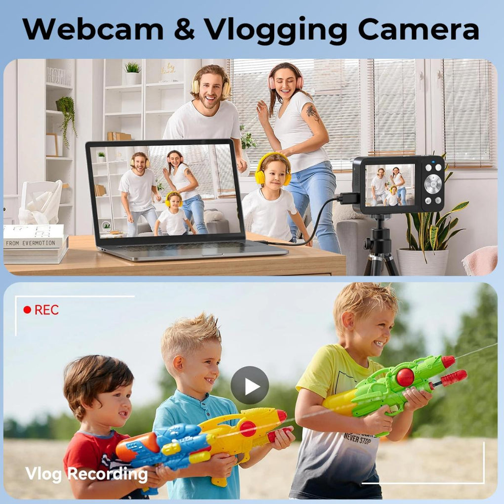 4K 64MP Digital Camera Dual Screen Selfie, 18X Zoom, 32GB Card &amp;amp; 2 Batteries for Beginners YouTube Vlog, Kentfaith