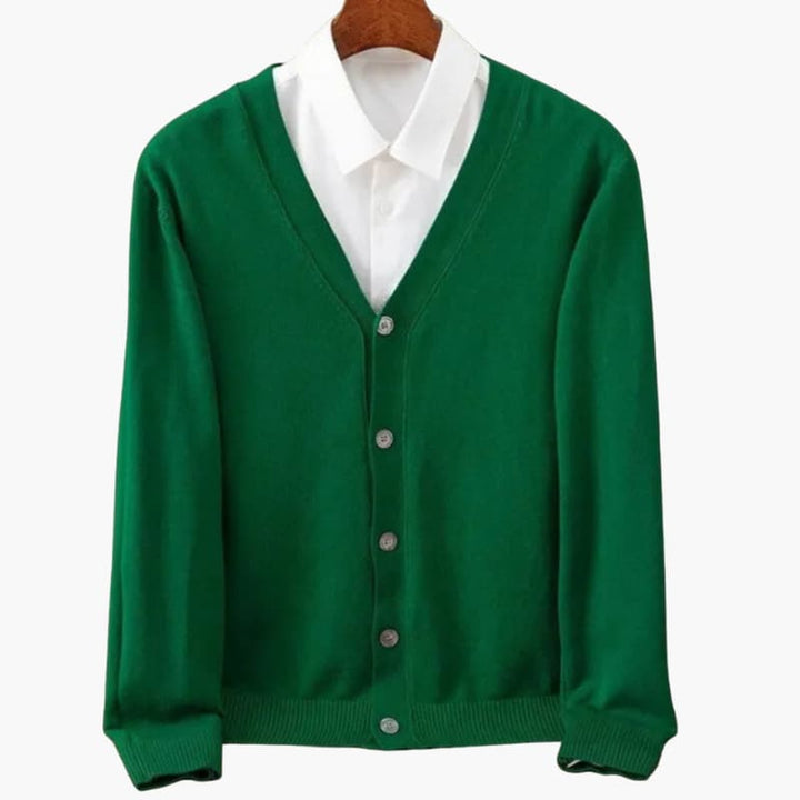 Pánský cardigan s V-výstřihem a knoflíky – Klasická pletenina
