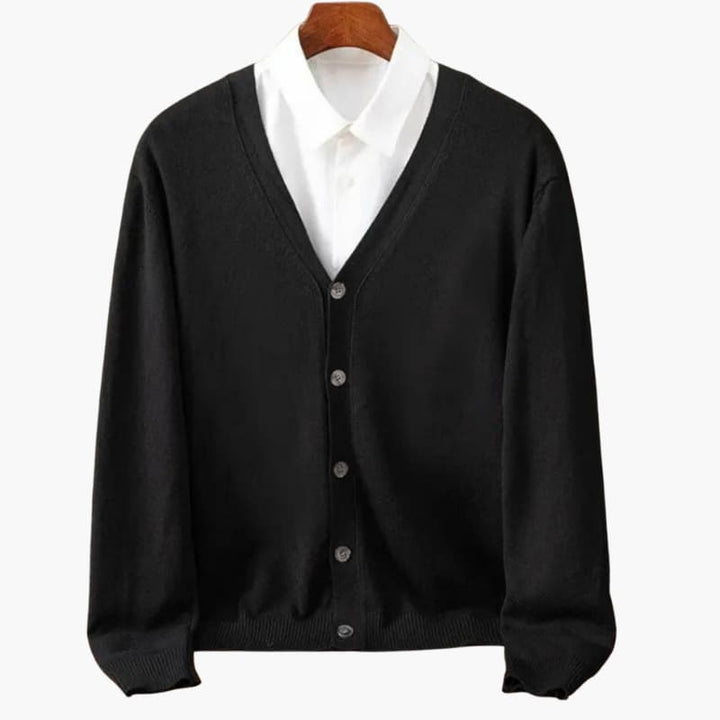 Pánský cardigan s V-výstřihem a knoflíky – Klasická pletenina