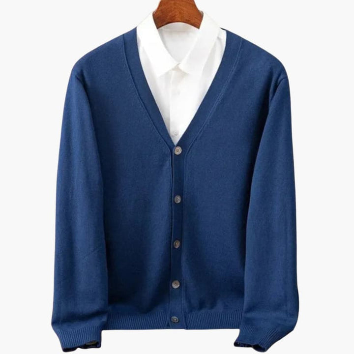 Pánský cardigan s V-výstřihem a knoflíky – Klasická pletenina