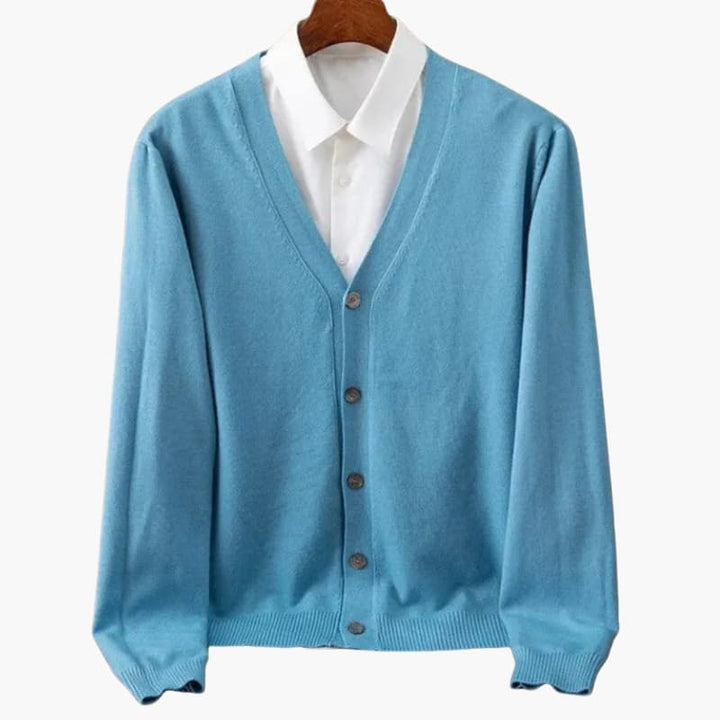 Pánský cardigan s V-výstřihem a knoflíky – Klasická pletenina