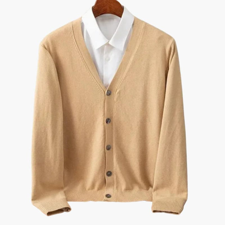 Pánský cardigan s V-výstřihem a knoflíky – Klasická pletenina
