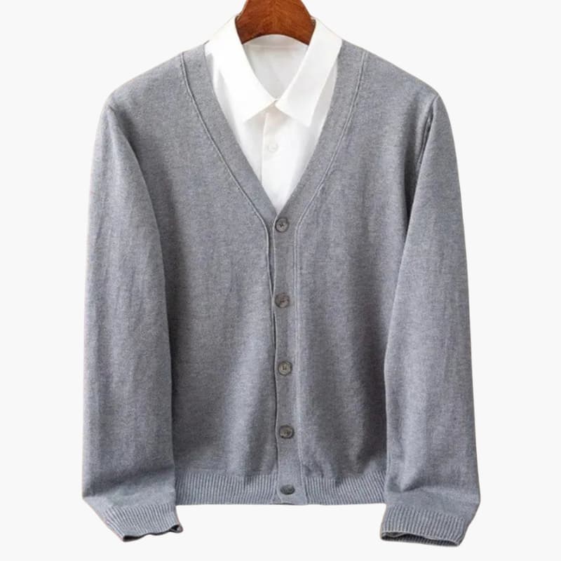 Pánský cardigan s V-výstřihem a knoflíky – Klasická pletenina
