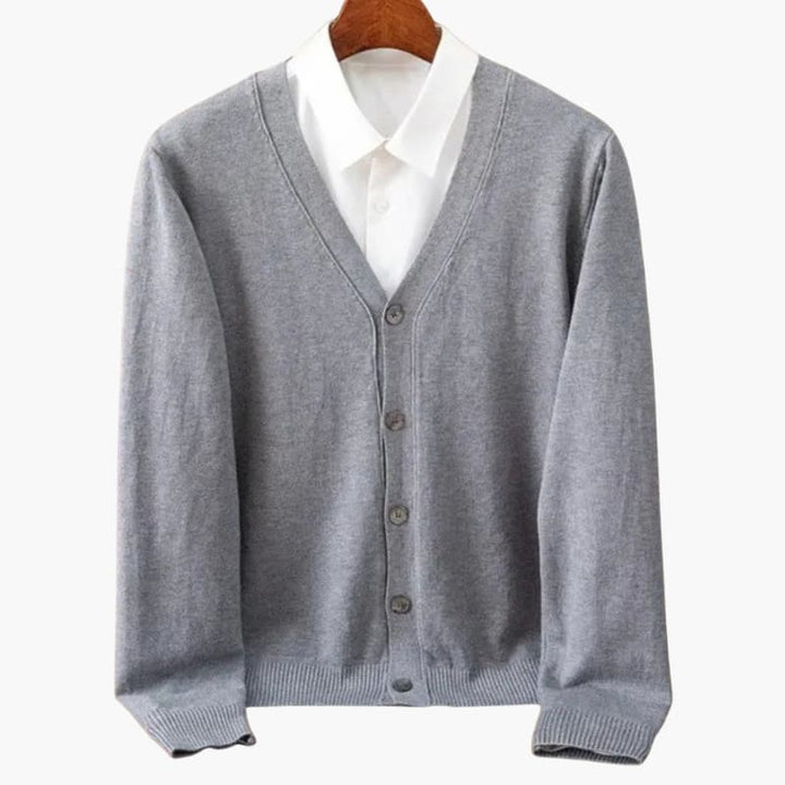 Pánský cardigan s V-výstřihem a knoflíky – Klasická pletenina