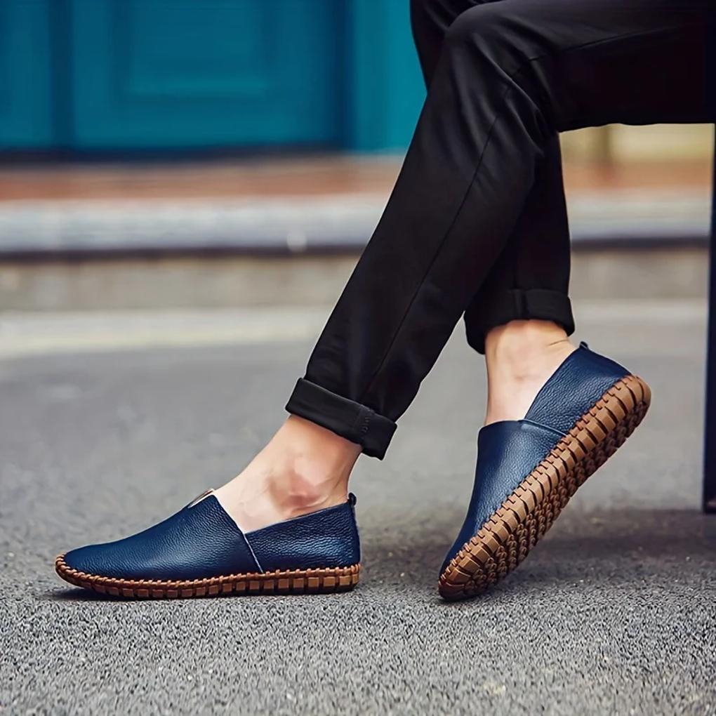Elegantní loafery matné pravá kůže slip-ons