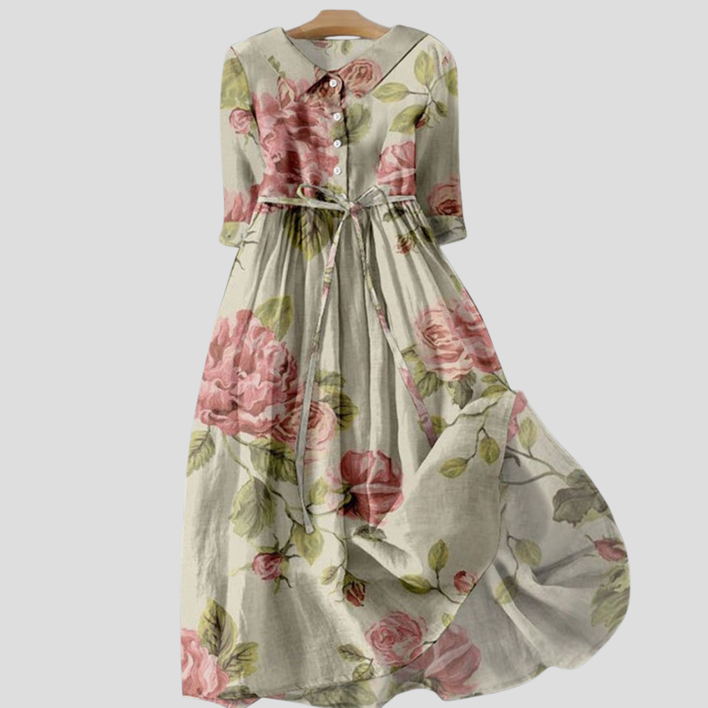 Dámské vintage botanické lapel šaty