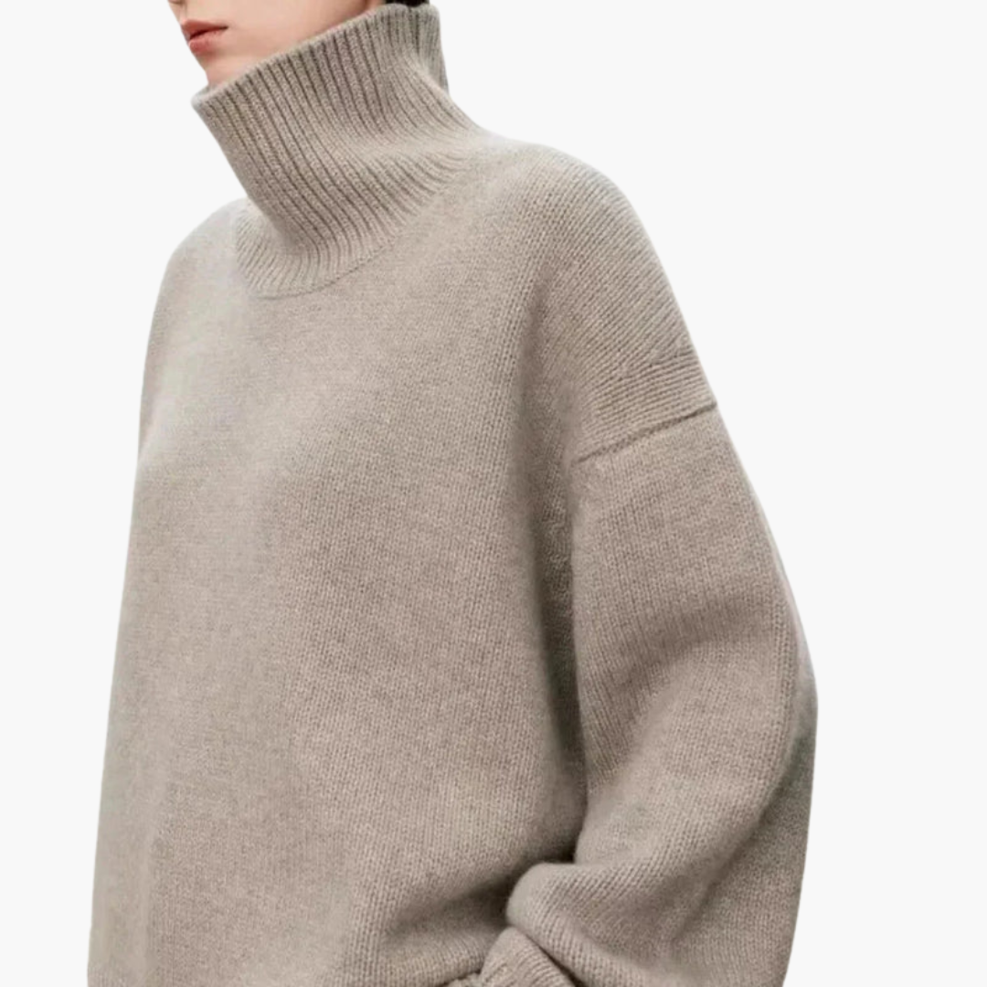 Oversized svetr s vysokým krkem pro ženy – Relaxovaný pletený layer