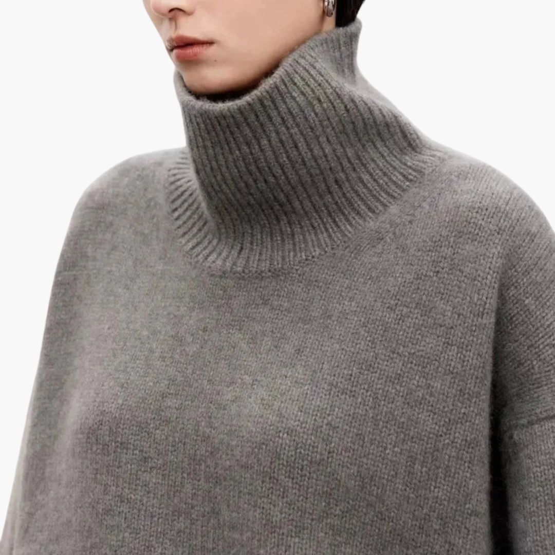 Oversized svetr s vysokým krkem pro ženy – Relaxovaný pletený layer