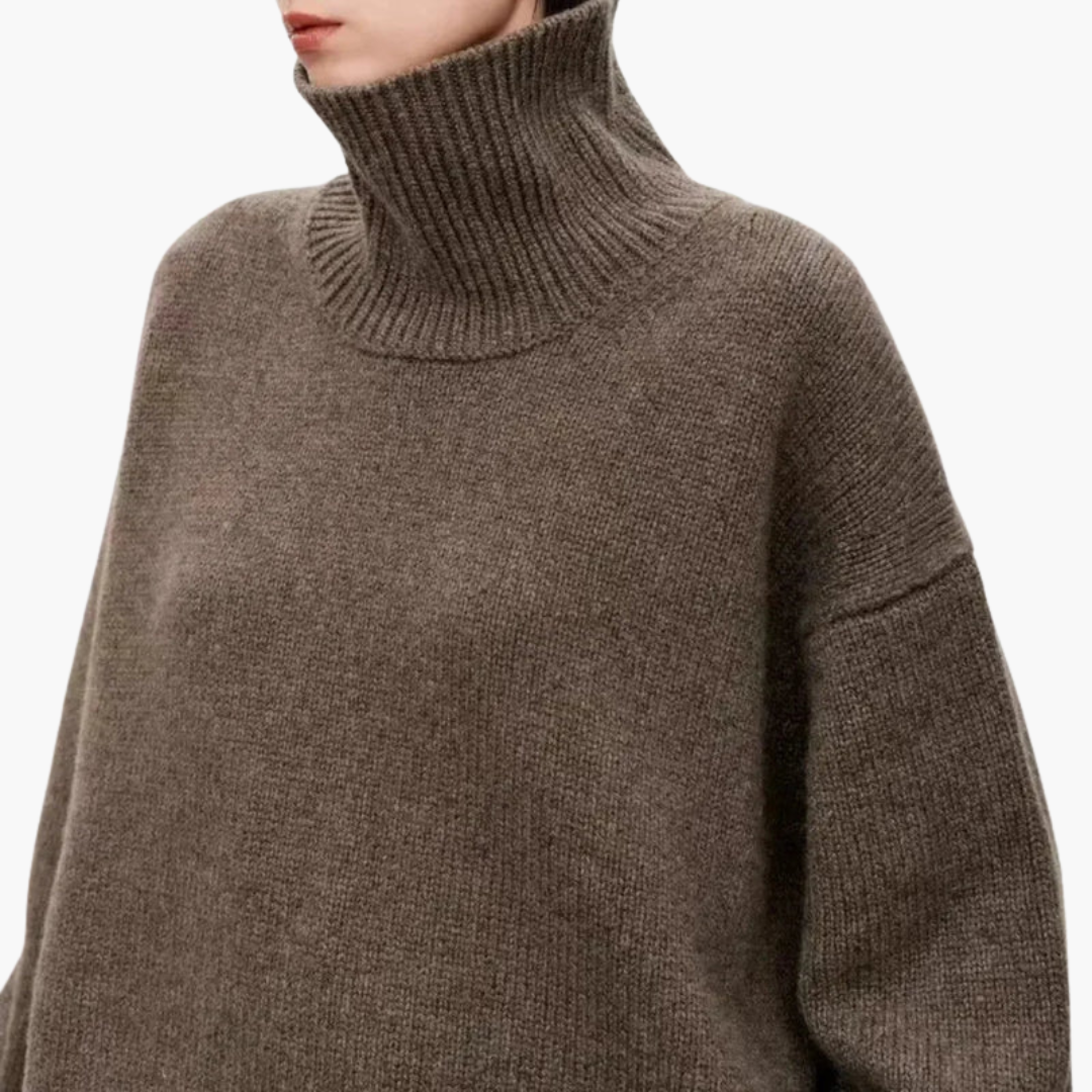 Oversized svetr s vysokým krkem pro ženy – Relaxovaný pletený layer
