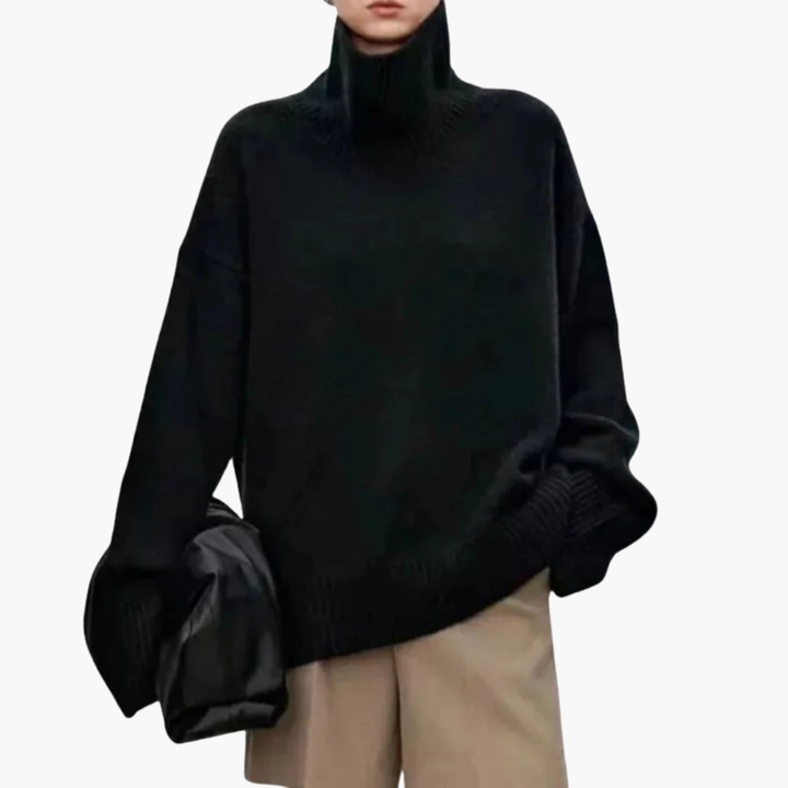 Oversized svetr s vysokým krkem pro ženy – Relaxovaný pletený layer