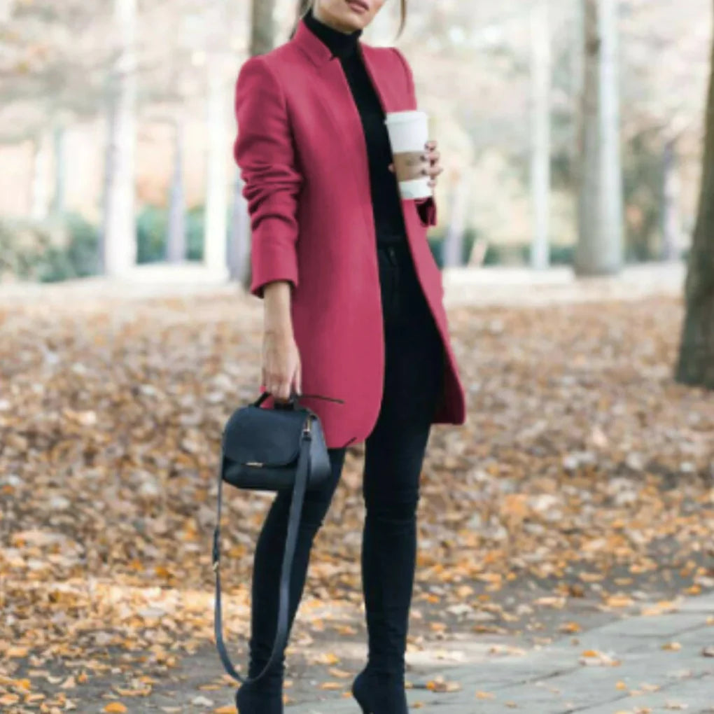 Zimní kabát se stojacím límcem pro ženy – Elegantní nadlayer s klasickým teplem