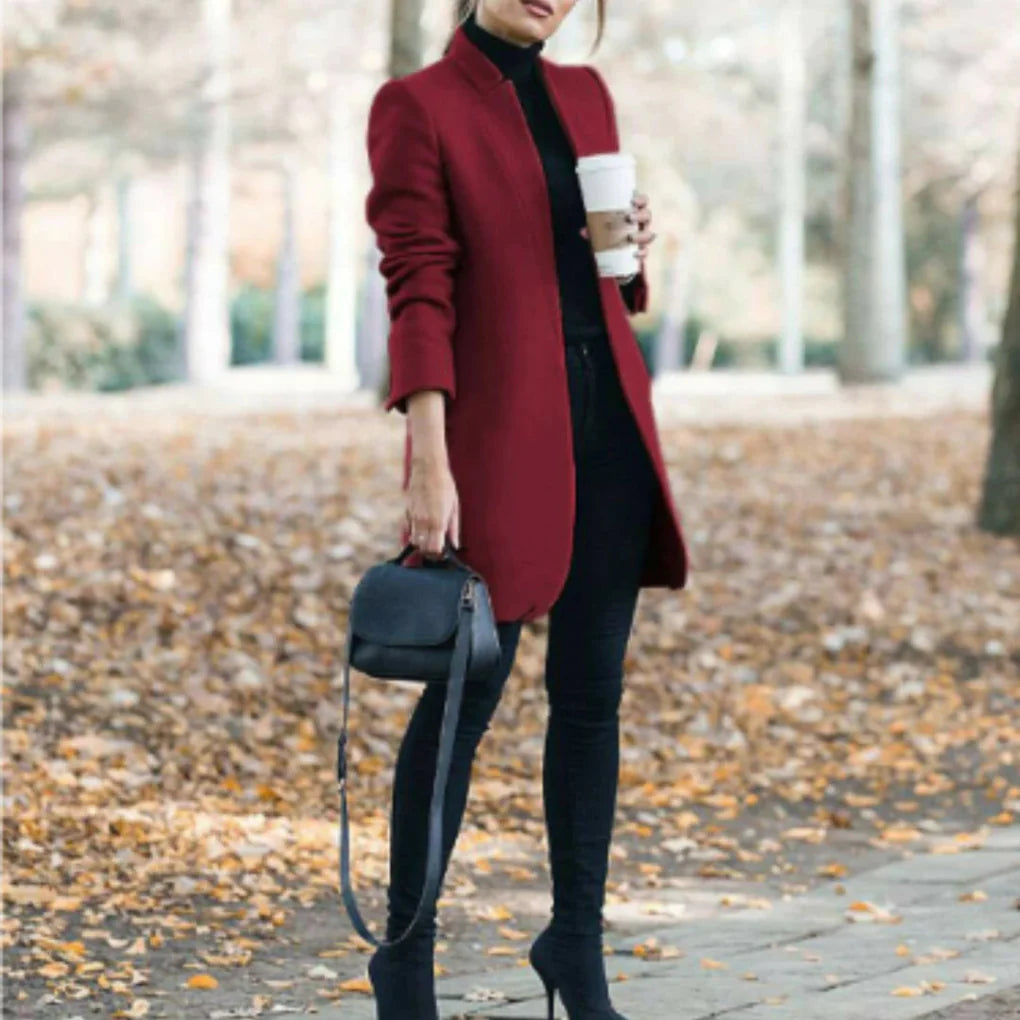 Zimní kabát se stojacím límcem pro ženy – Elegantní nadlayer s klasickým teplem