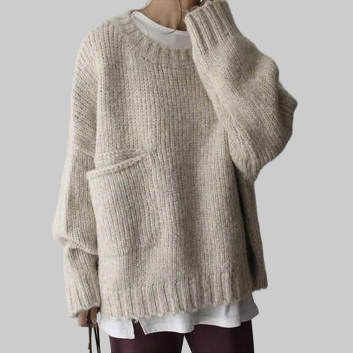 Oversized Ivory Kapsový Svetř – Relaxovaný Každodenní Layer