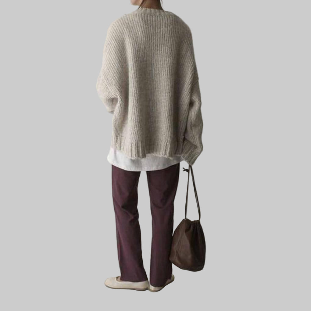 Oversized Ivory Kapsový Svetř – Relaxovaný Každodenní Layer