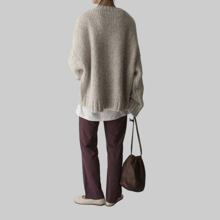 Oversized Ivory Kapsový Svetř – Relaxovaný Každodenní Layer