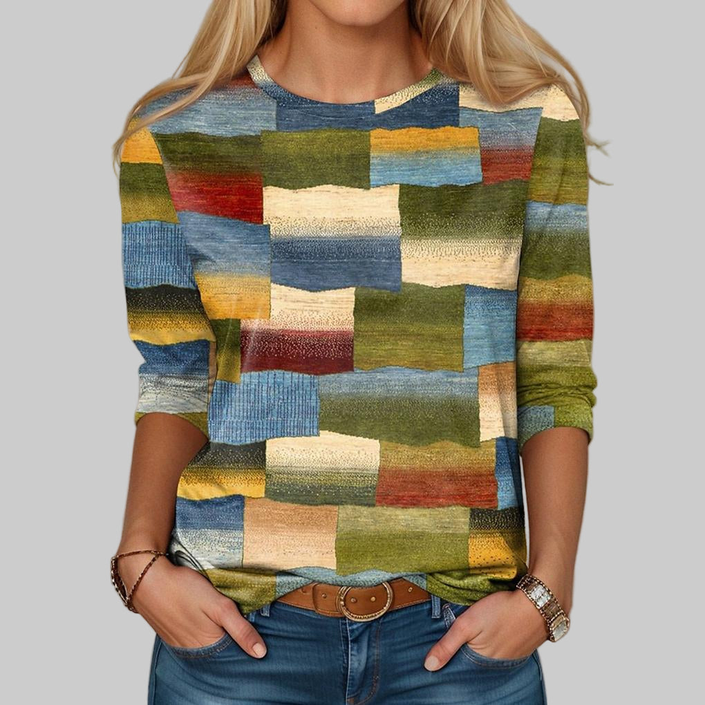 Multicolor Block Crew-Neck Tee – Volný střih pro každodenní prohlášení