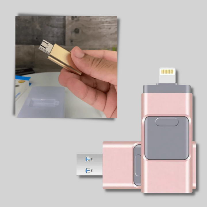 4-v-1 USB Flash Disk – Multi-Konektor Uložení
