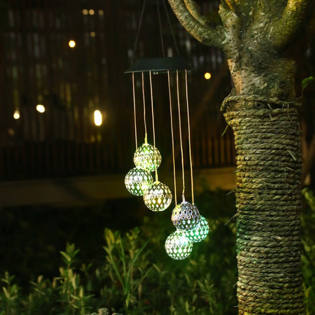 GlowSphere – Solar Metal Orb Wind Chime with Color - Changing LED Lights - Wind Chime - Wild Eye Vision