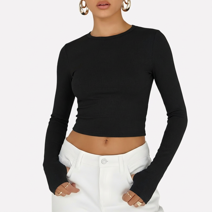 Dámský dlouhý rukáv crop top