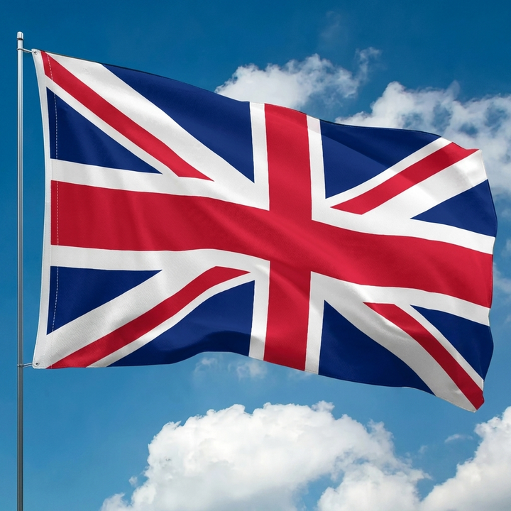 Visící banner podporovatele britské vlajky