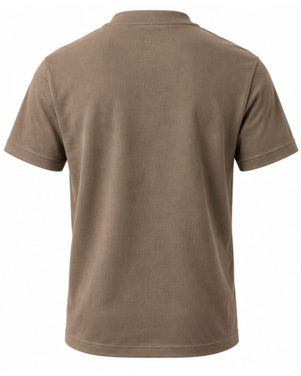 Šedobéžové pánské tričko henley, pohled zezadu bez potisku